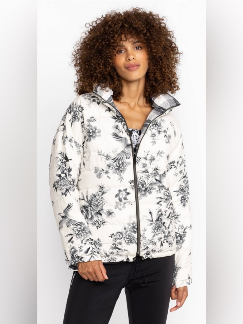 JOHNNY WAS Ivory Dreamer Reversible Puffer Jacket